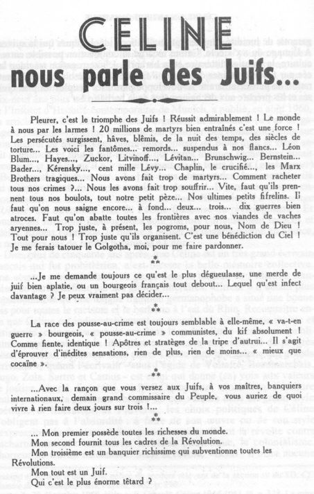 4 septembre 1941, dans "Notre combat pour la nouvelle fFrance socialiste", organe collaborateur
