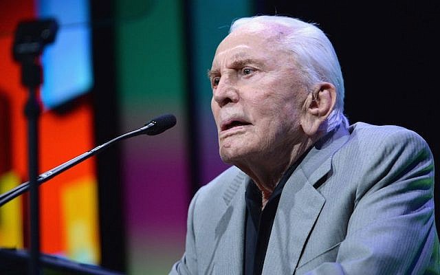 Actor Kirk Douglas, attending the Anti-Defamation League’s Centennial Entertainment Industry Award Dinner at The Beverly Hilton Hotel on May 8, 2013, in Beverly Hills, California. (Alberto E. Rodriguez/Getty Images/JTA)