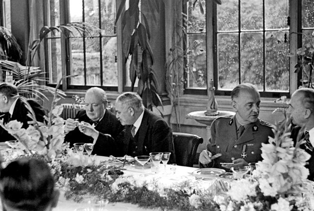 Ivan Maisky (second from left), the Soviet ambassador to London between 1932 and 1943, with Winston Churchill at the Allied ambassadors’ lunch at the Soviet embassy, September 1941. General Władysław Sikorski, prime minister of the Polish government in exile, is second from right. Ivan Maisky (second from left), the Soviet ambassador to London between 1932 and 1943, with Winston Churchill at the Allied ambassadors’ lunch at the Soviet embassy, September 1941. General Władysław Sikorski, prime minister of the Polish government in exile, is second from right.