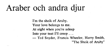 "Araber och andra djur". Kapitelrubrik satt av judinnan Erica Jong. 