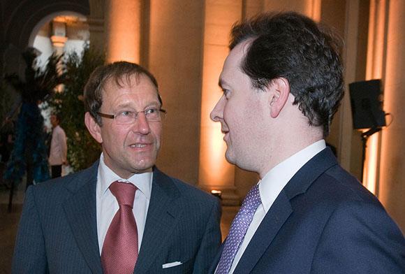 Richard Desmond, left, with good friend George Osborne (right), the current UK Chancellor of the Exchequer.