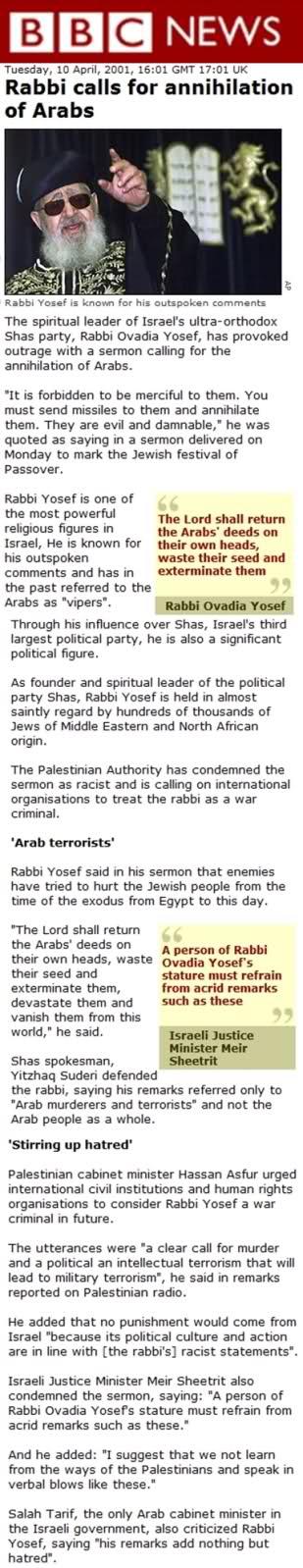 Rabbi: Annihilate Arabs
